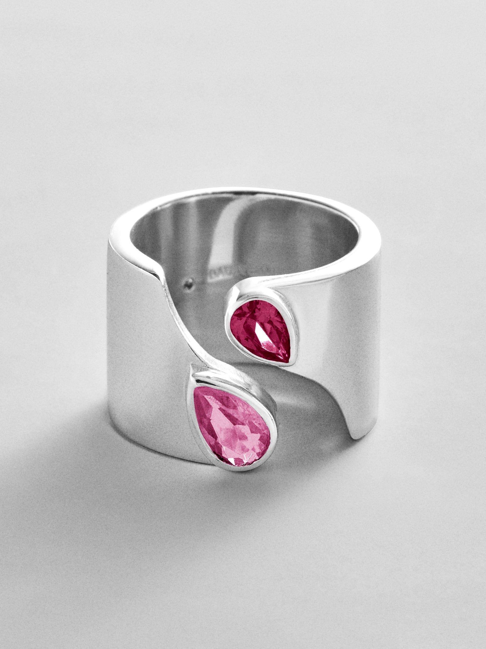 Open Band Custom Birthstone Ring  - Silver