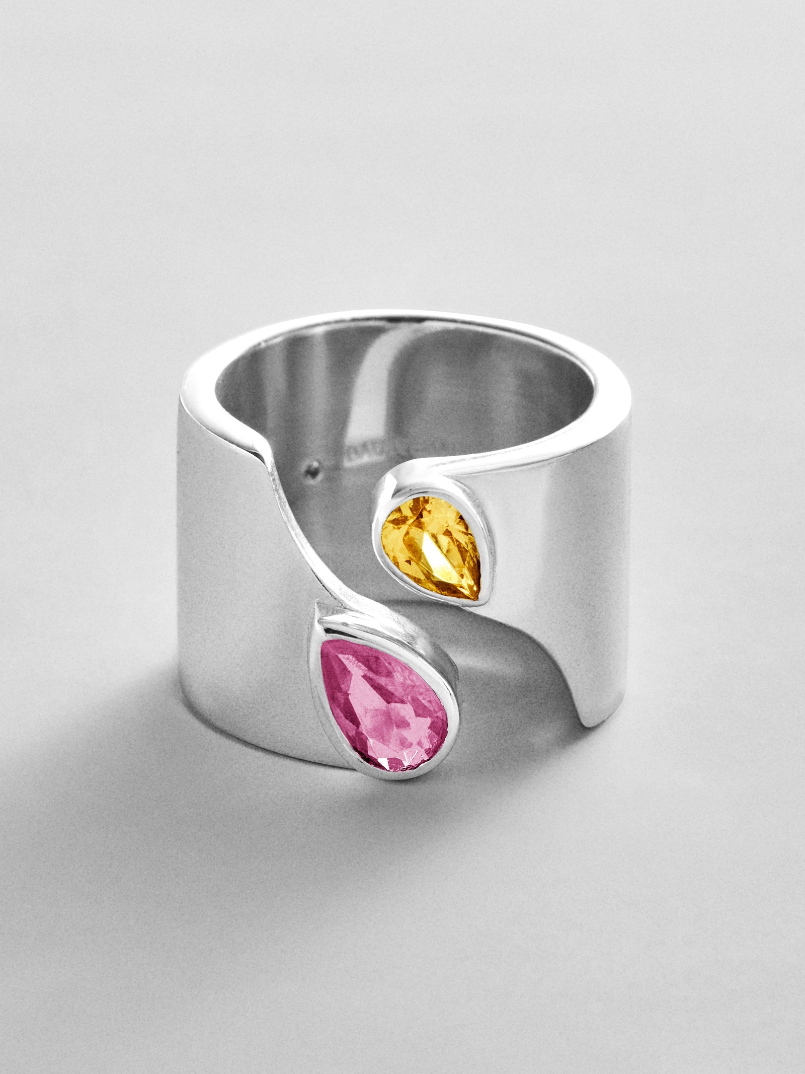 Open Band Custom Birthstone Ring  - Silver