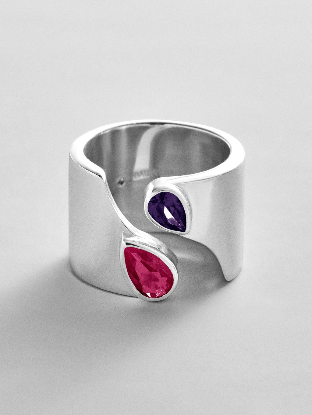 Open Band Custom Birthstone Ring  - Silver