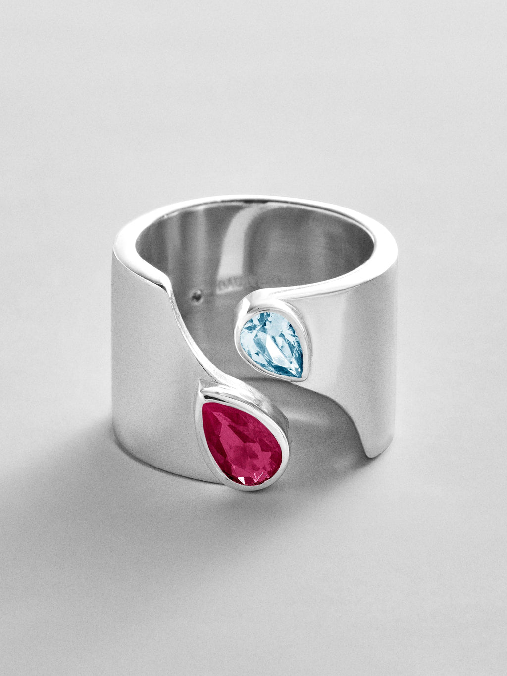Open Band Custom Birthstone Ring  - Silver