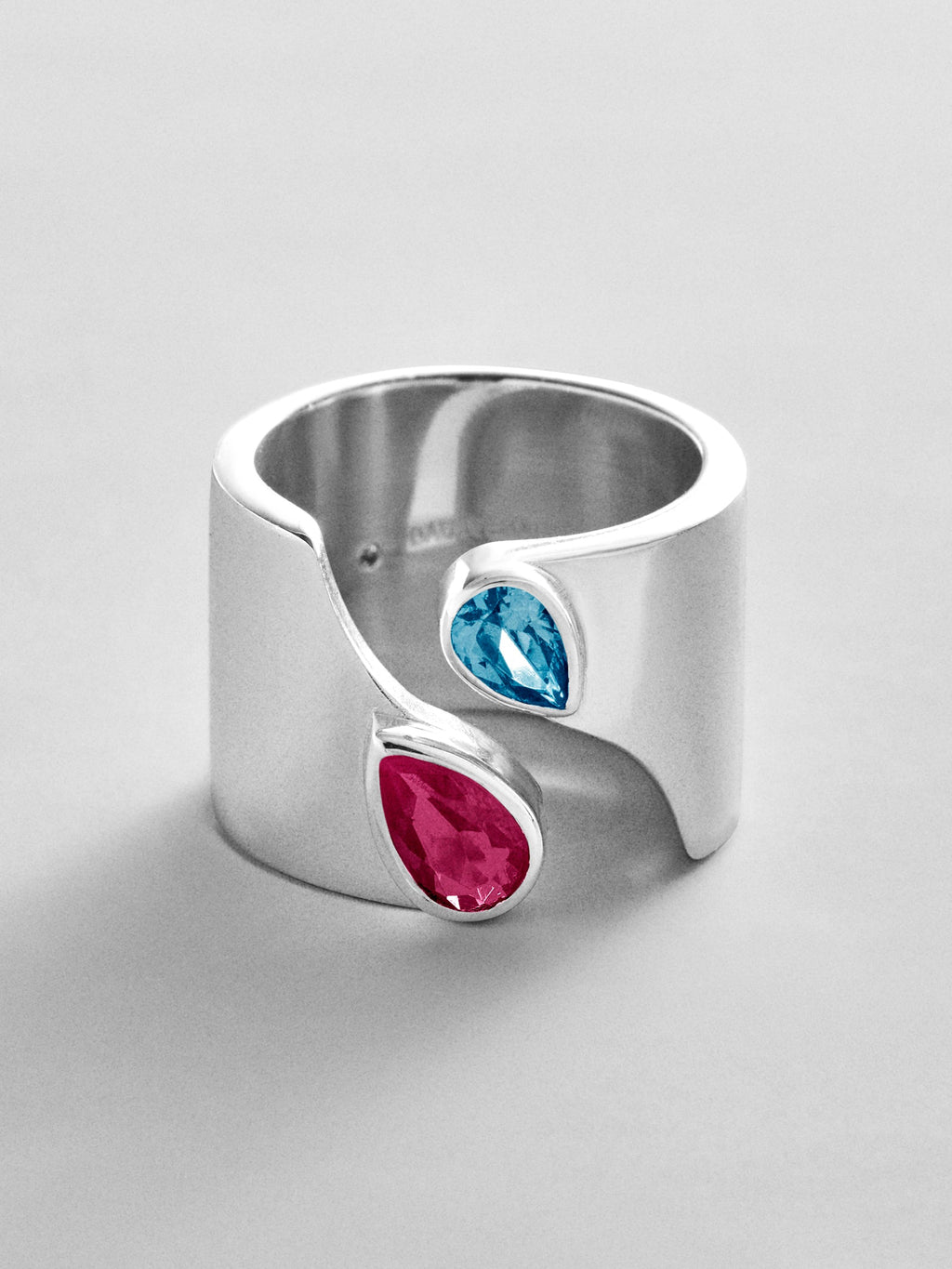 Open Band Custom Birthstone Ring  - Silver