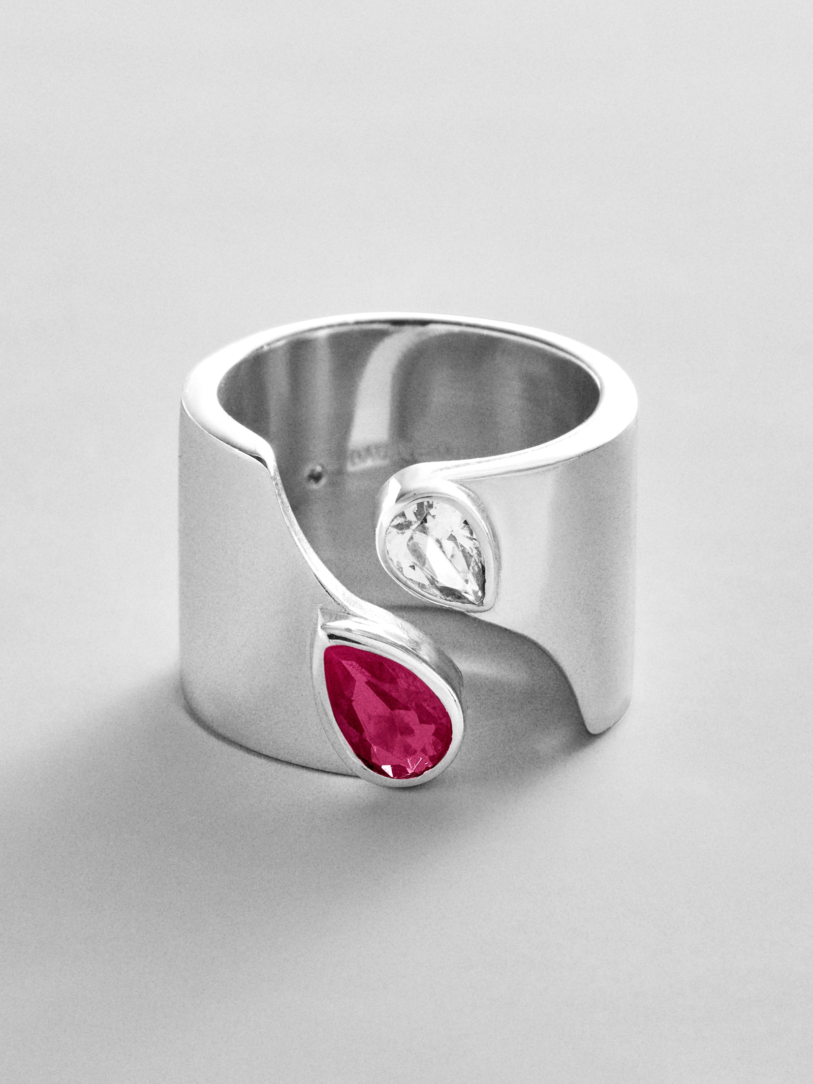 Open Band Custom Birthstone Ring  - Silver