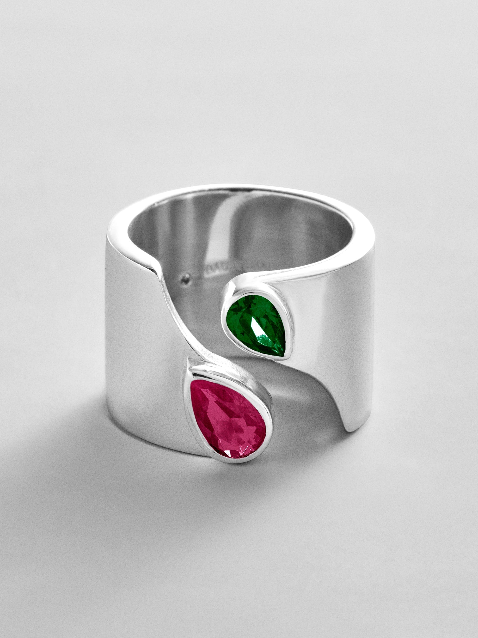 Open Band Custom Birthstone Ring  - Silver