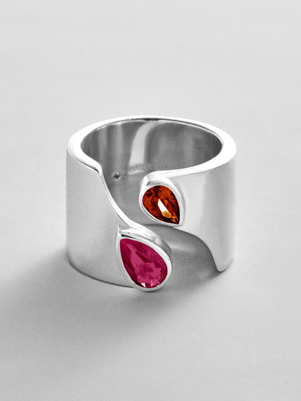Open Band Custom Birthstone Ring  - Silver