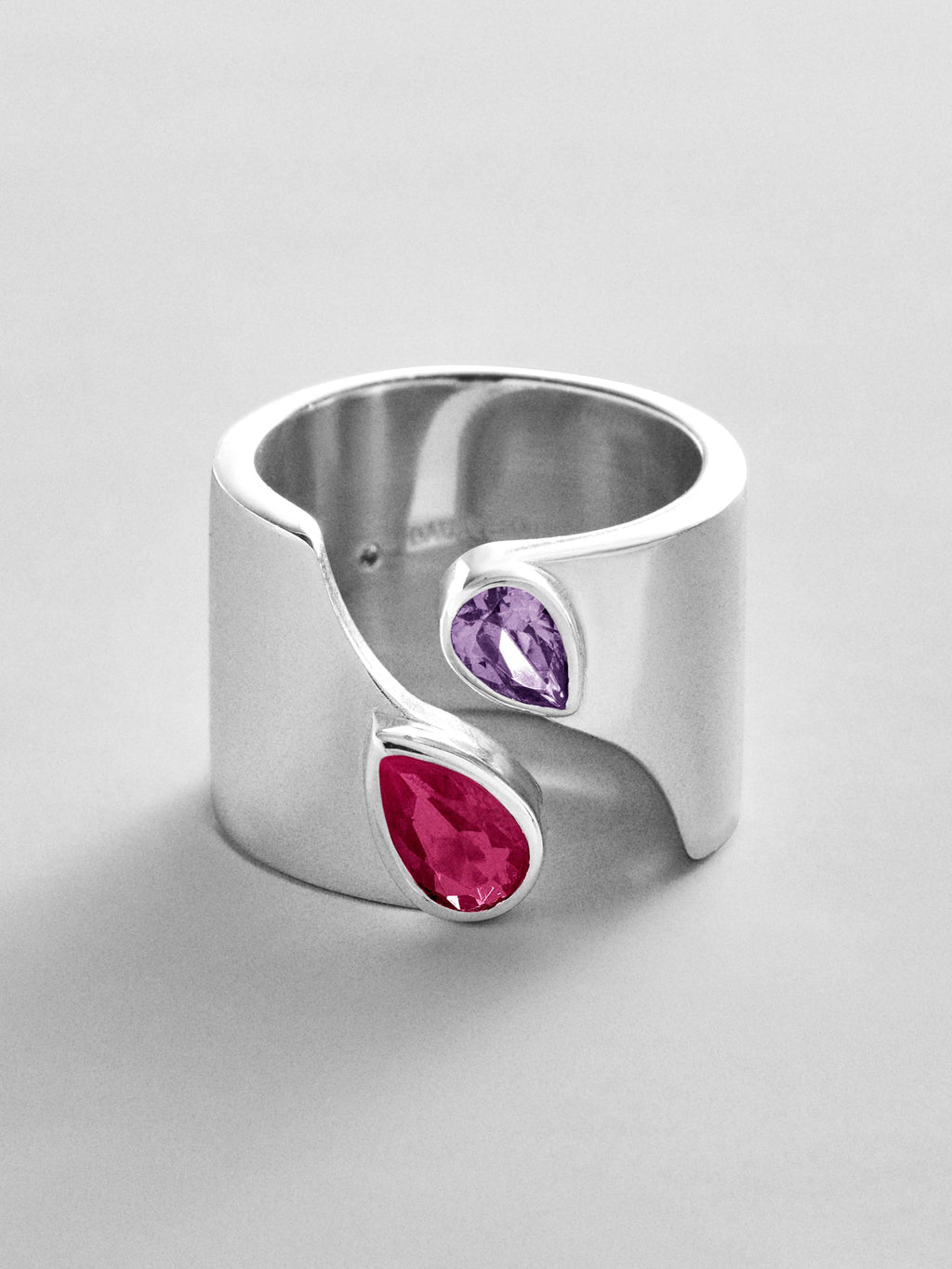Open Band Custom Birthstone Ring  - Silver