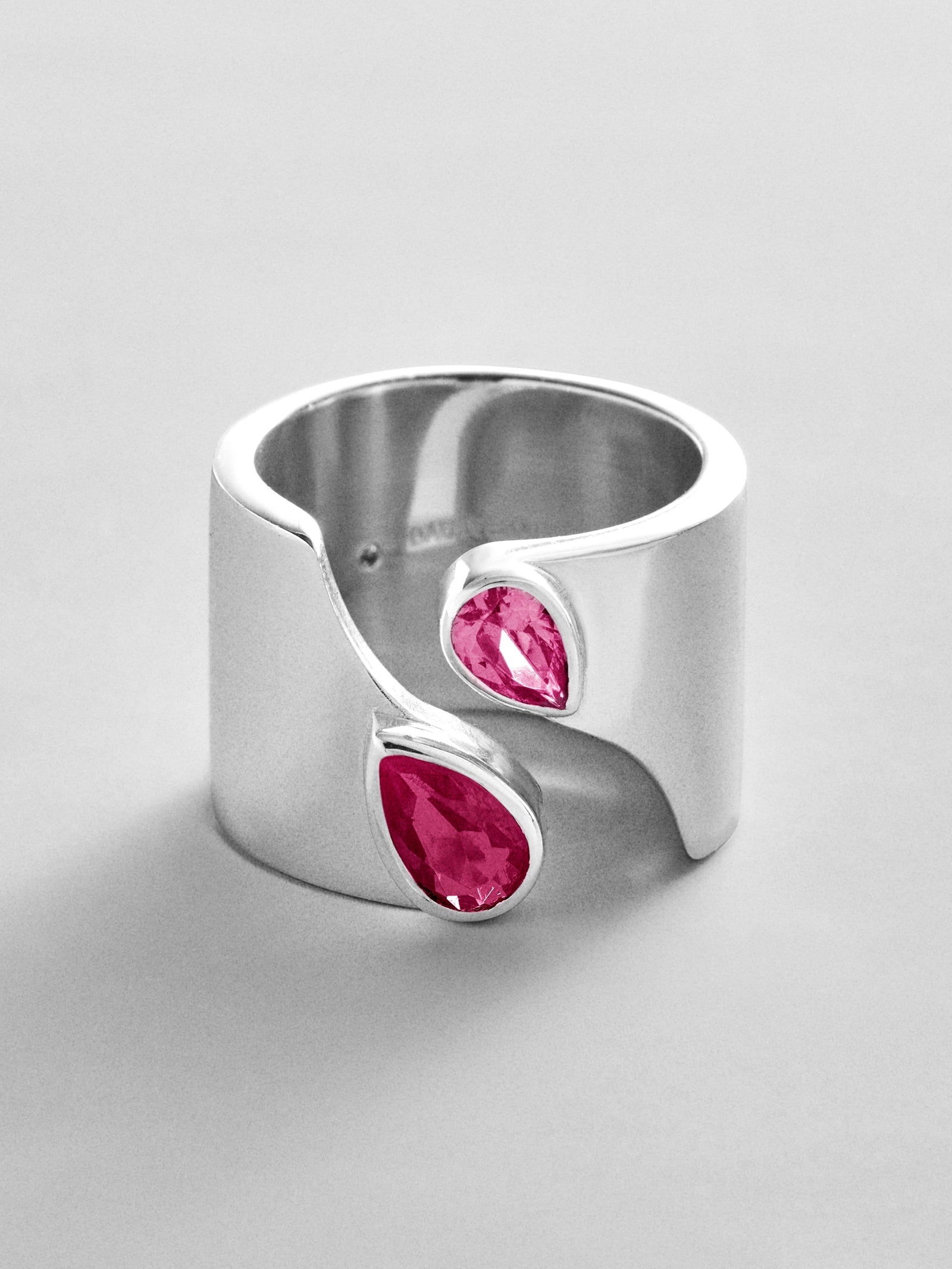 Open Band Custom Birthstone Ring  - Silver