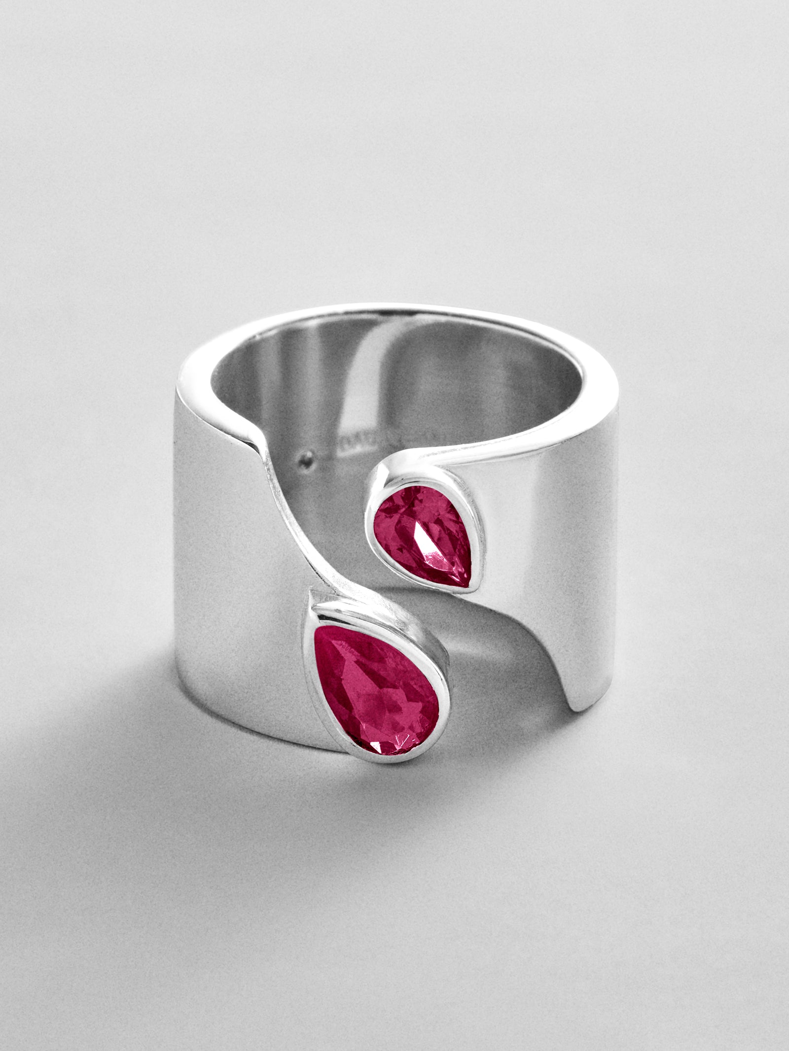 Open Band Custom Birthstone Ring  - Silver