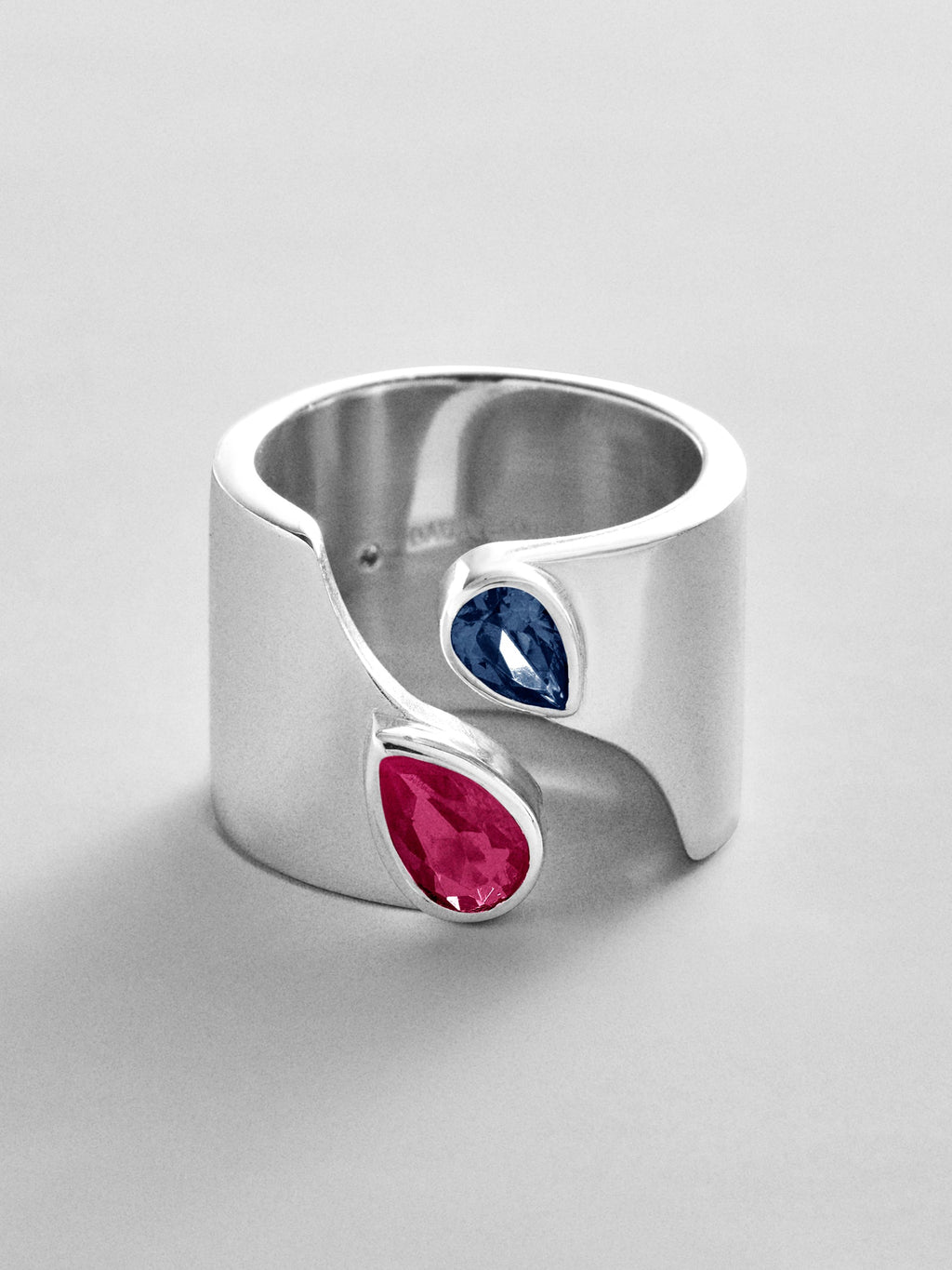 Open Band Custom Birthstone Ring  - Silver
