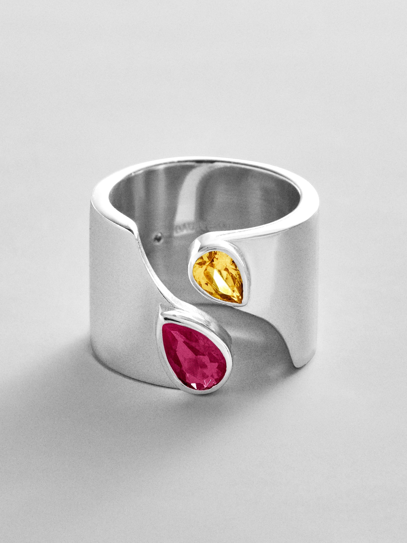 Open Band Custom Birthstone Ring  - Silver