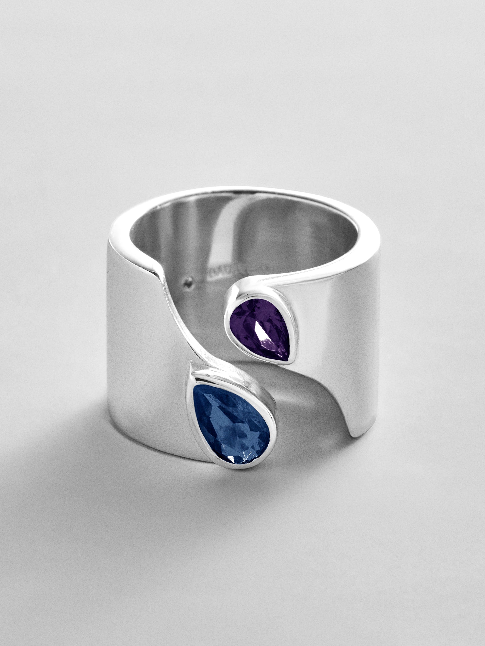 Open Band Custom Birthstone Ring  - Silver