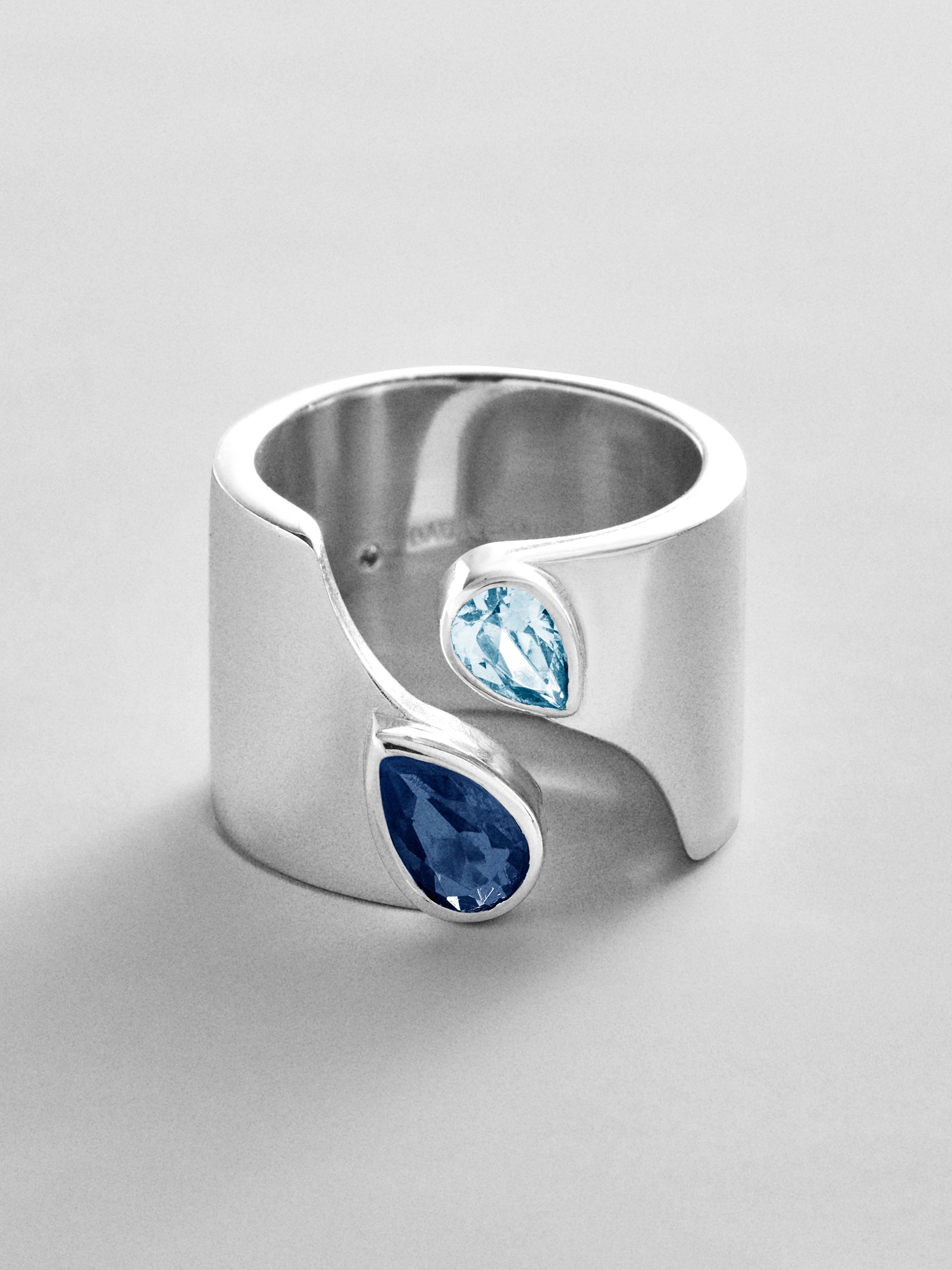 Open Band Custom Birthstone Ring  - Silver