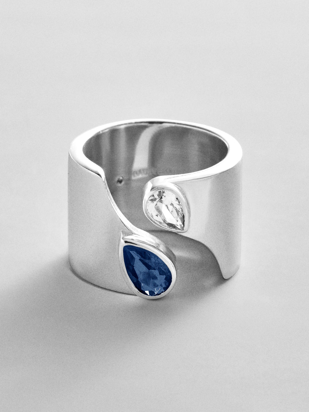 Open Band Custom Birthstone Ring  - Silver