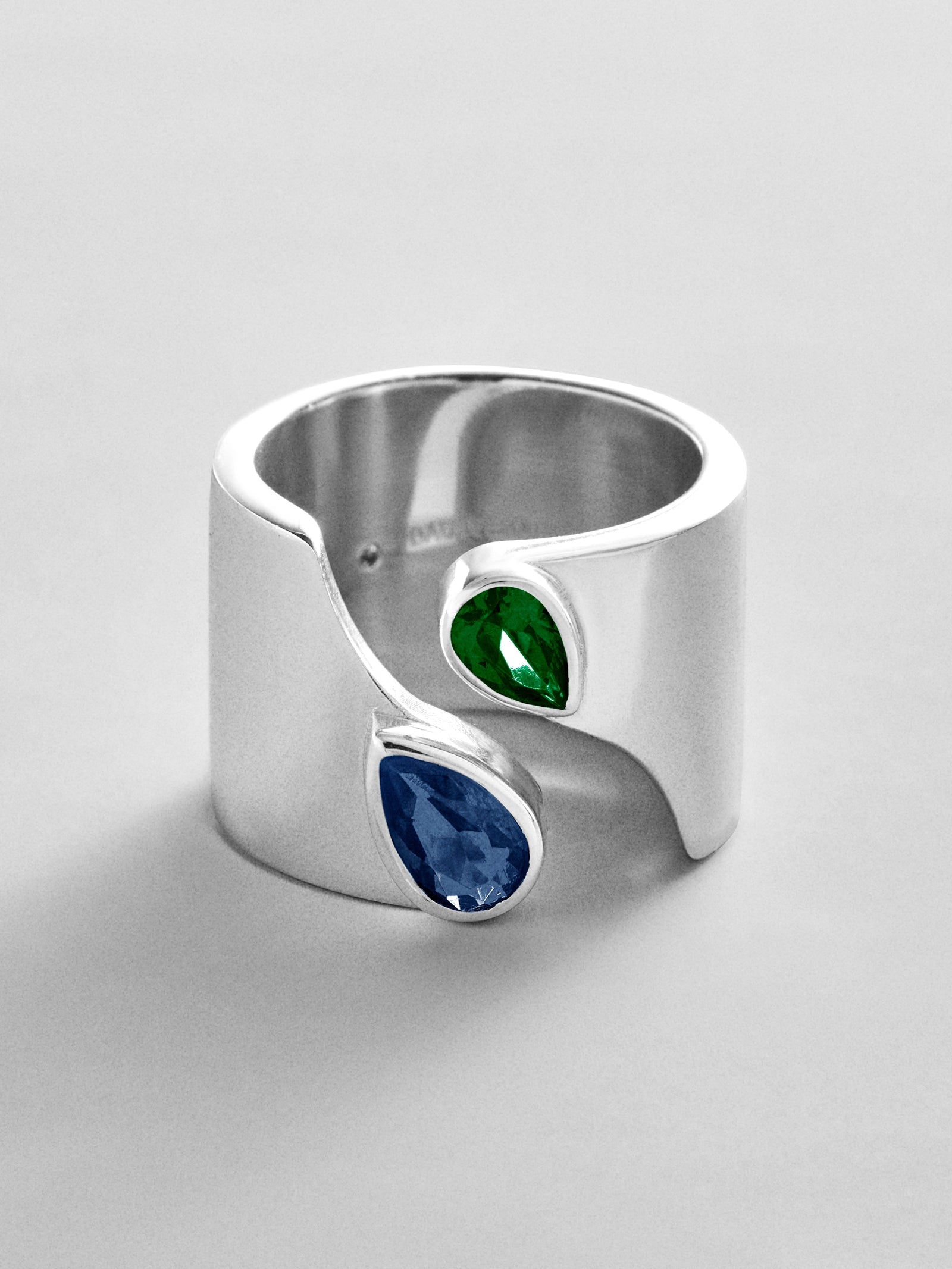 Open Band Custom Birthstone Ring  - Silver
