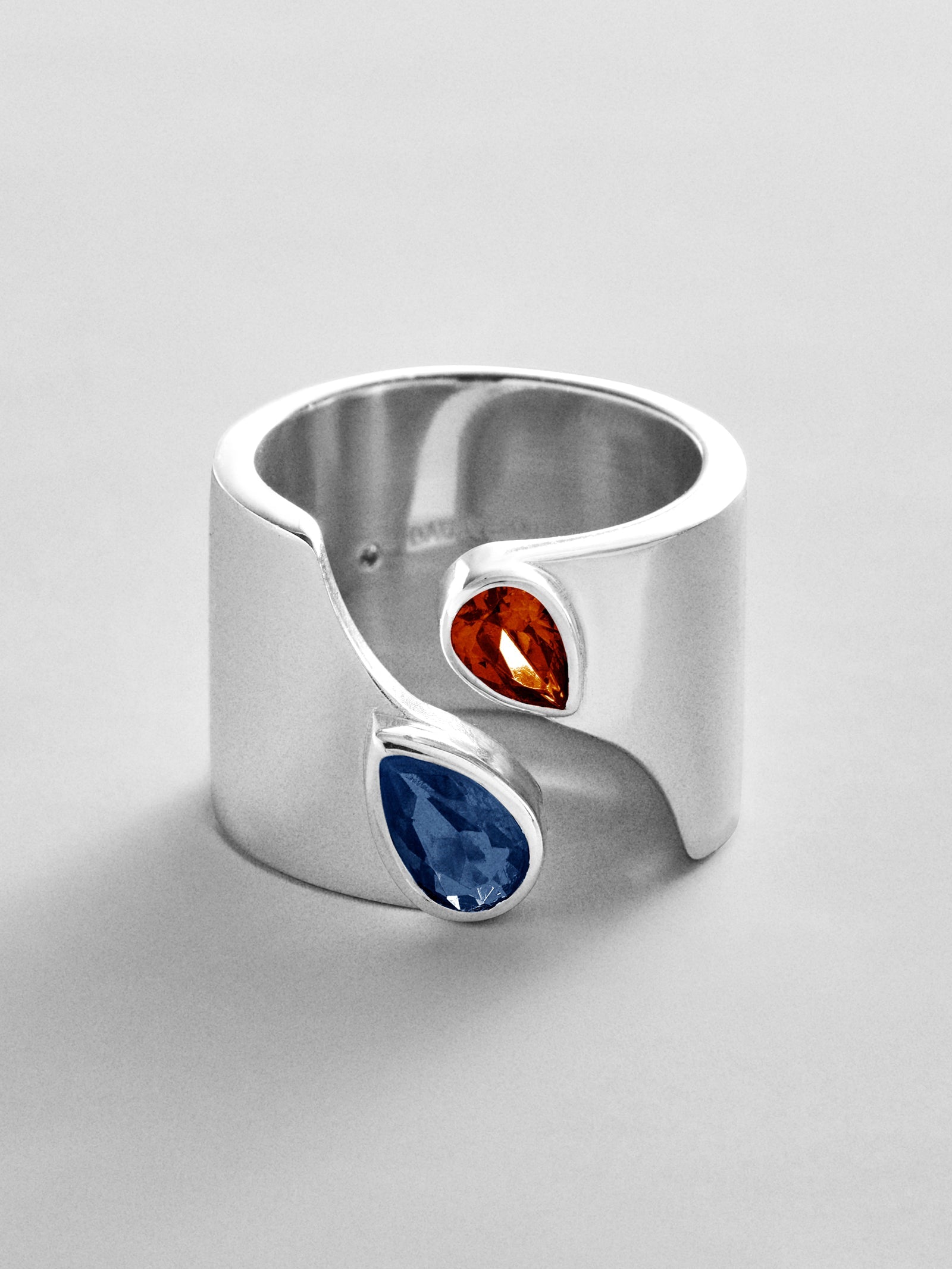 Open Band Custom Birthstone Ring  - Silver