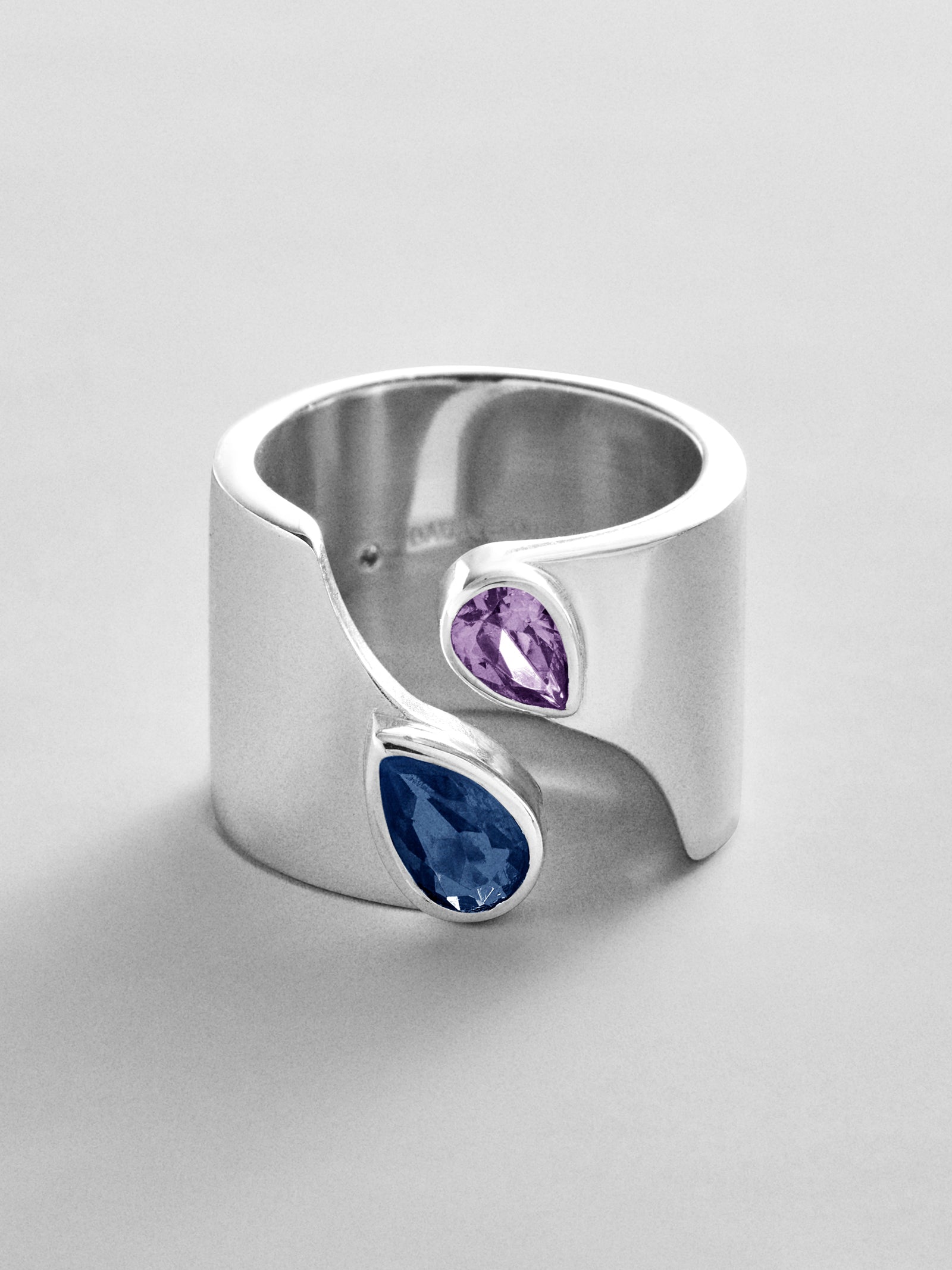 Open Band Custom Birthstone Ring  - Silver