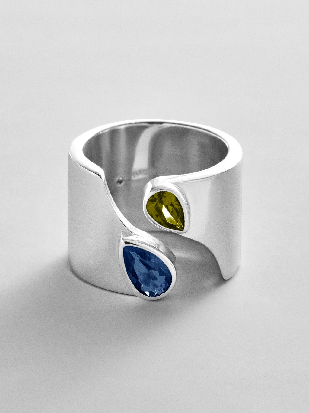 Open Band Custom Birthstone Ring  - Silver