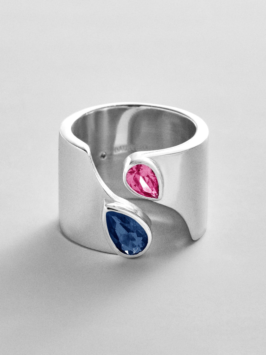 Open Band Custom Birthstone Ring  - Silver
