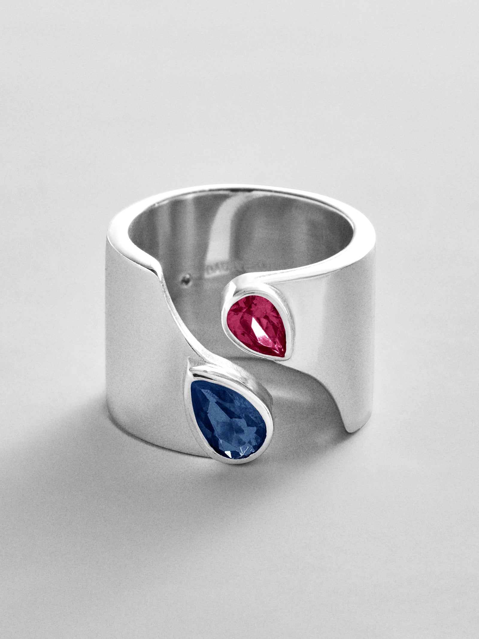 Open Band Custom Birthstone Ring  - Silver