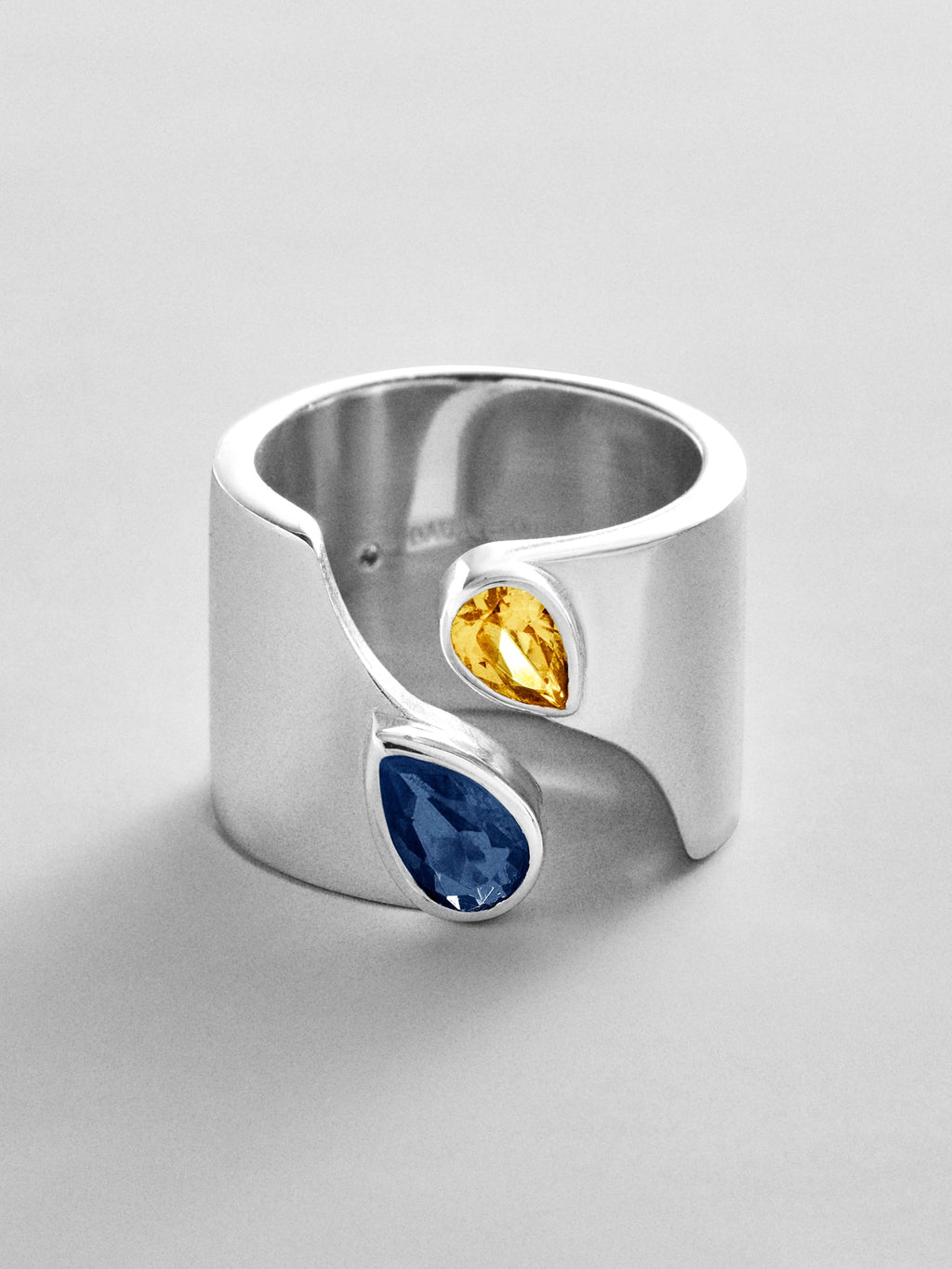 Open Band Custom Birthstone Ring  - Silver