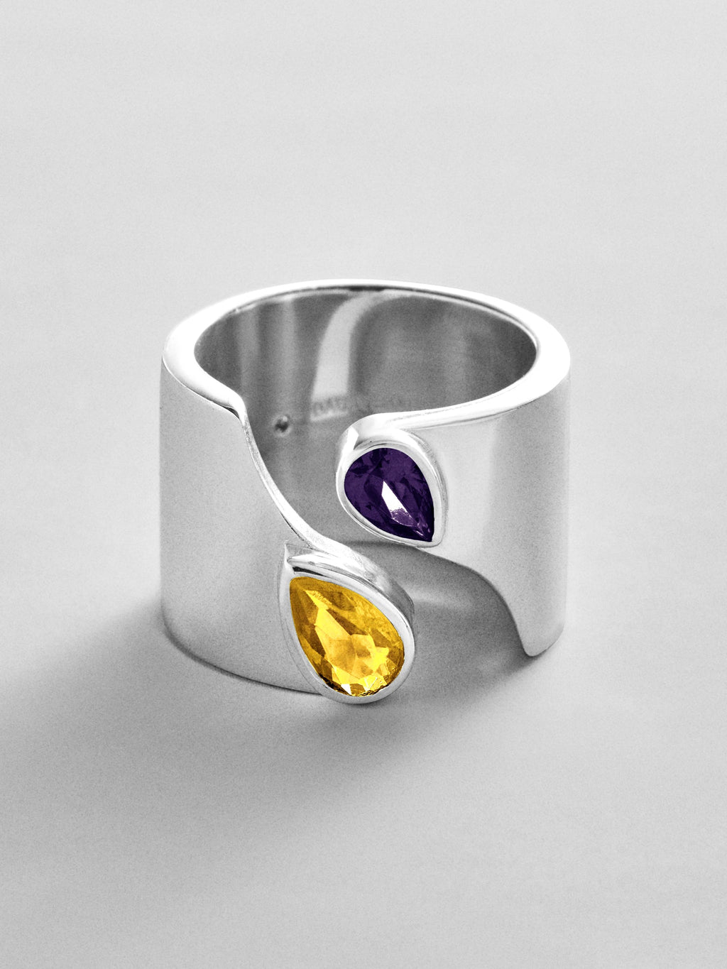 Open Band Custom Birthstone Ring  - Silver