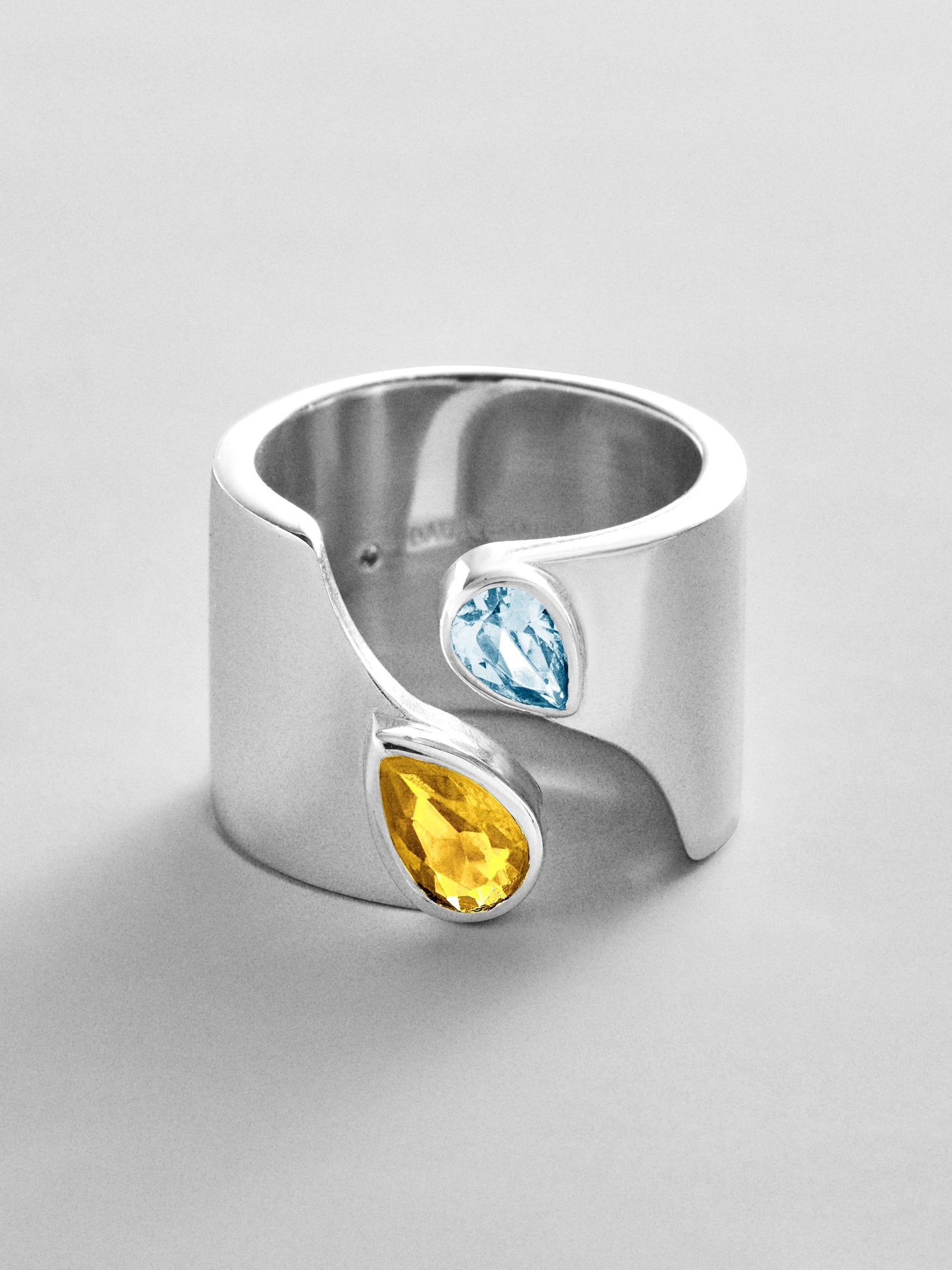 Open Band Custom Birthstone Ring  - Silver