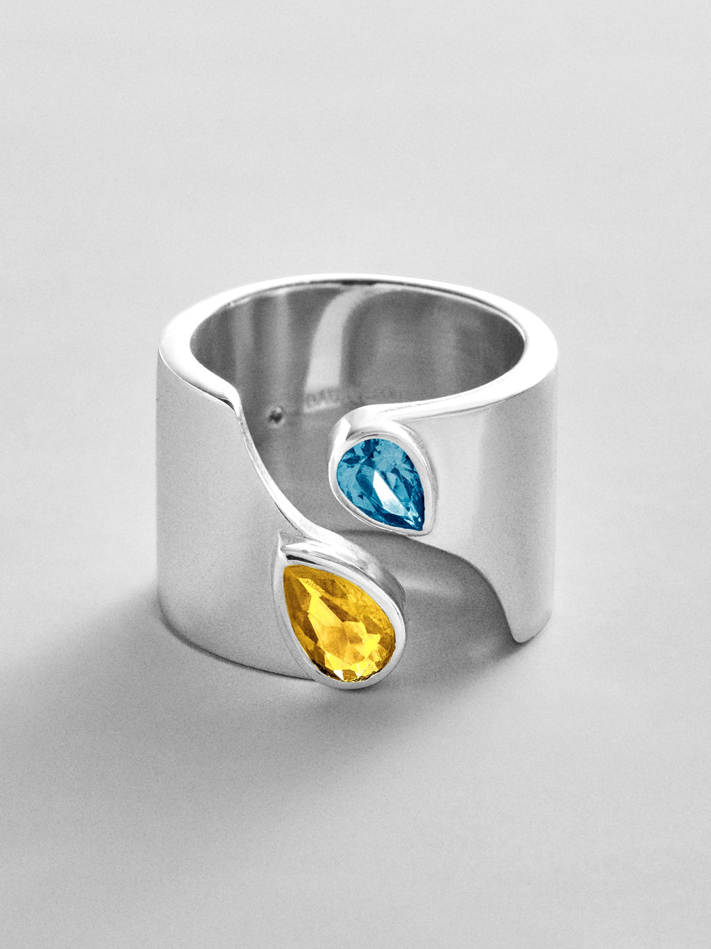 Open Band Custom Birthstone Ring  - Silver