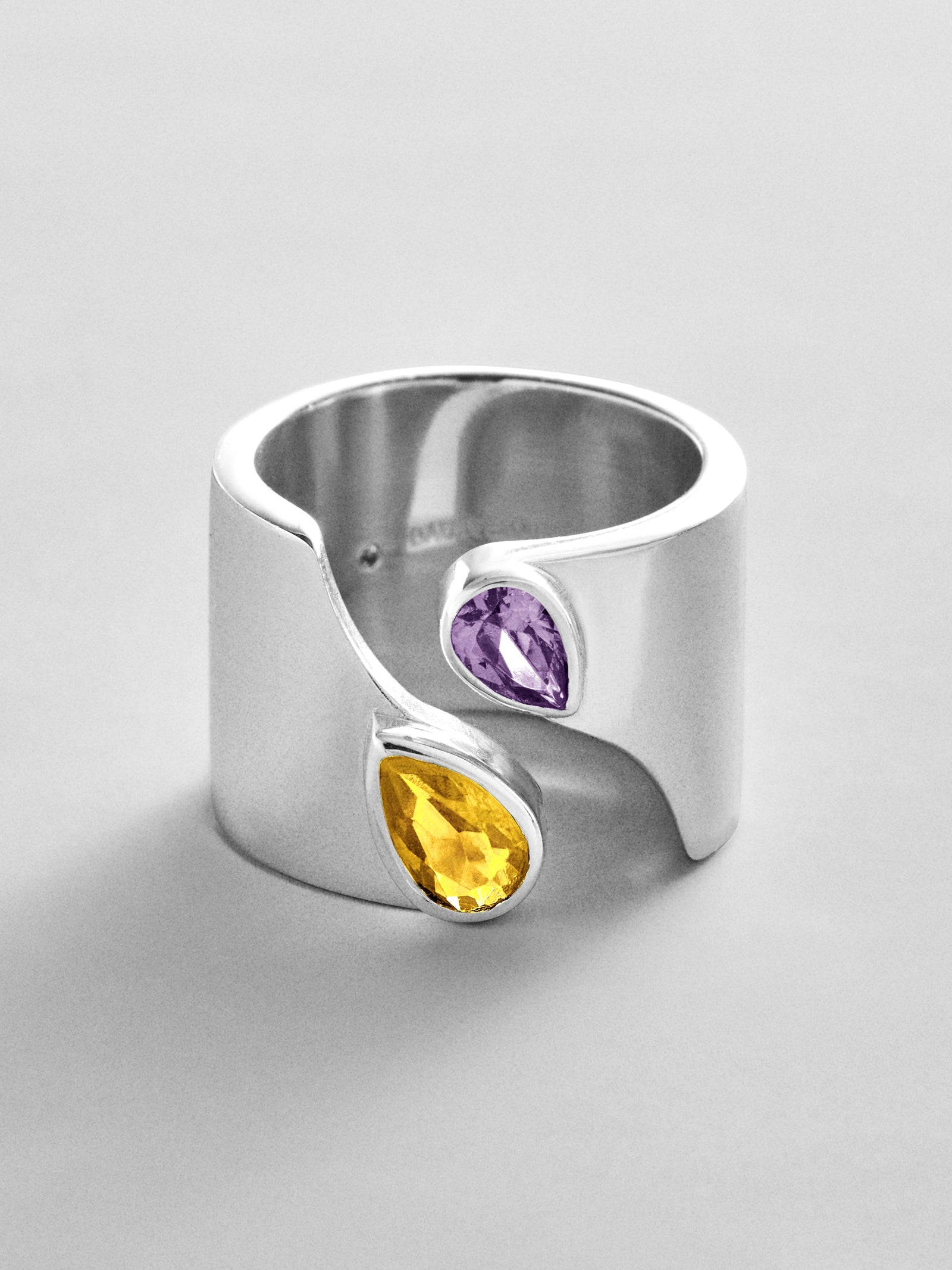 Open Band Custom Birthstone Ring  - Silver