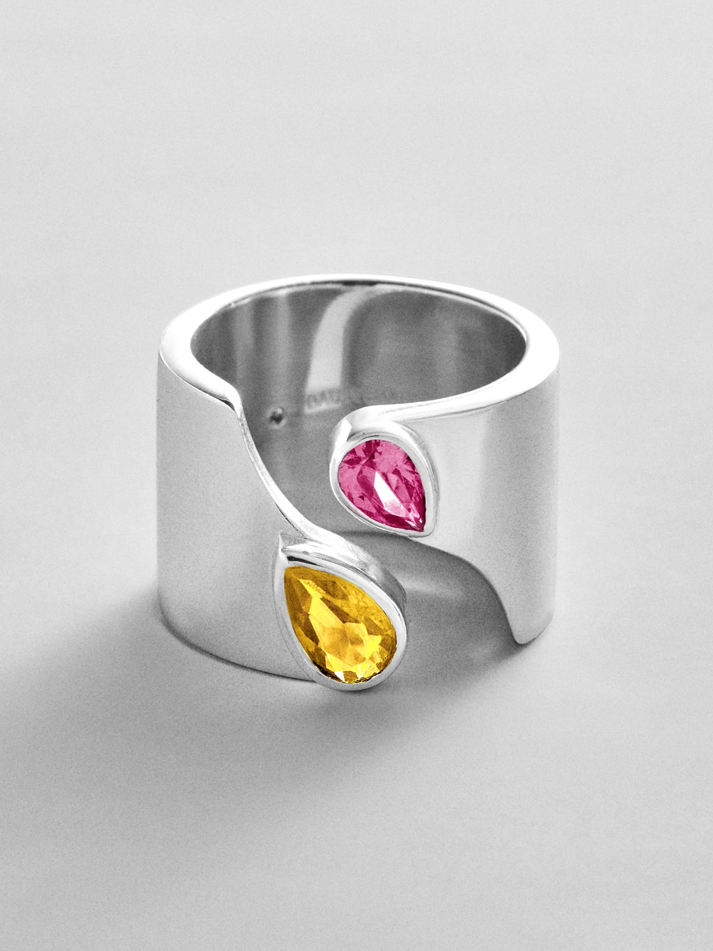 Open Band Custom Birthstone Ring  - Silver
