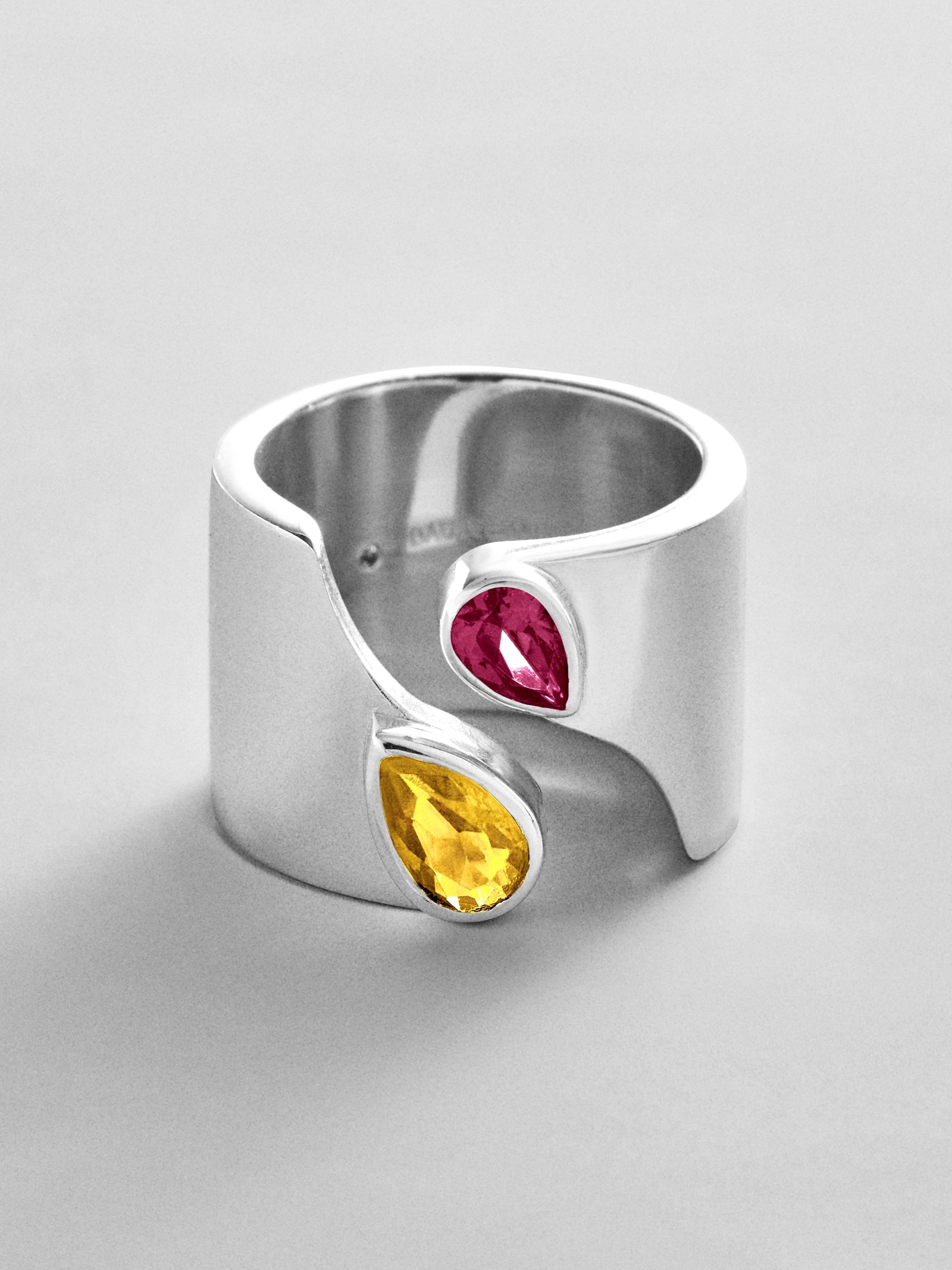 Open Band Custom Birthstone Ring  - Silver