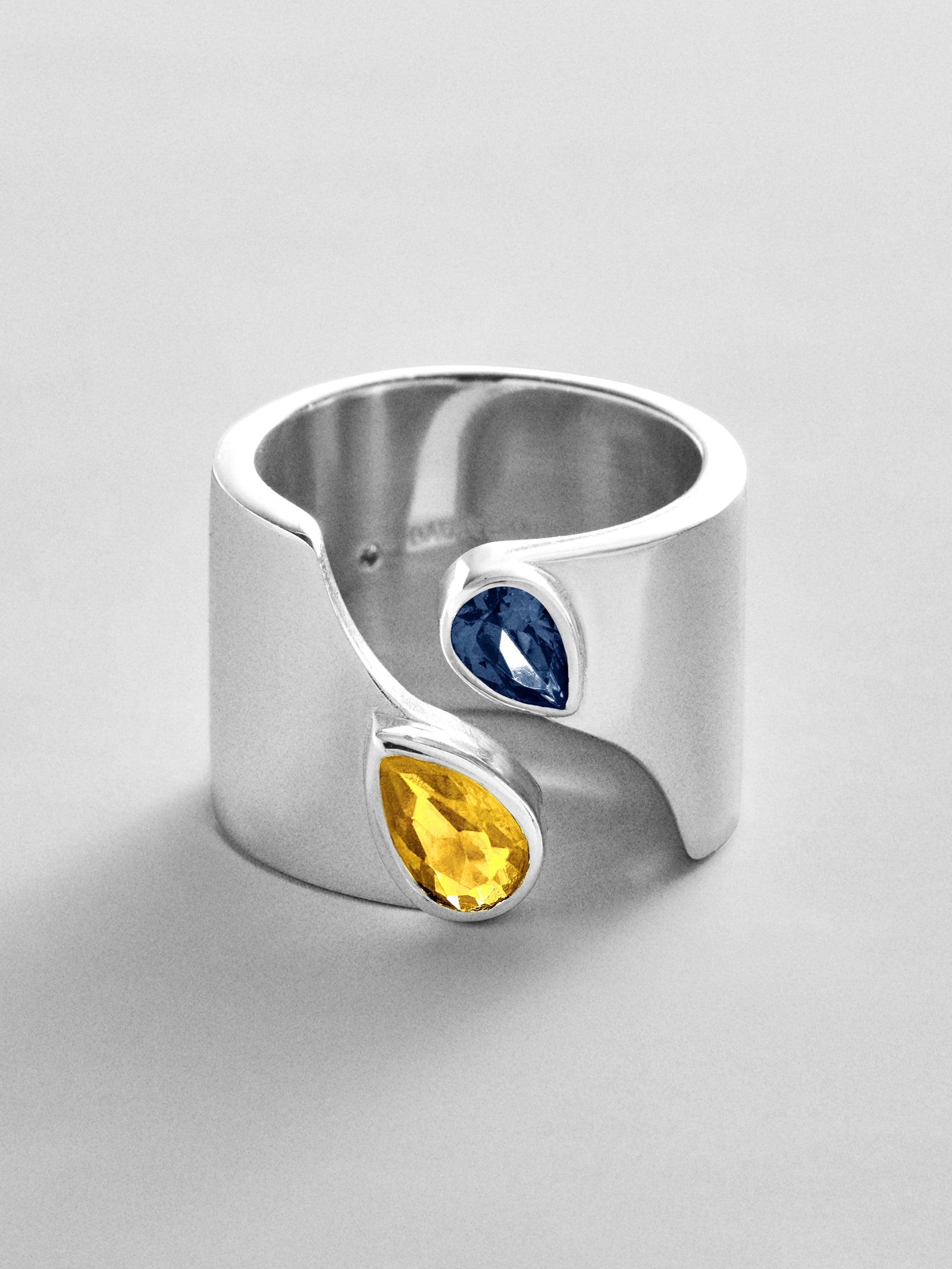 Open Band Custom Birthstone Ring  - Silver