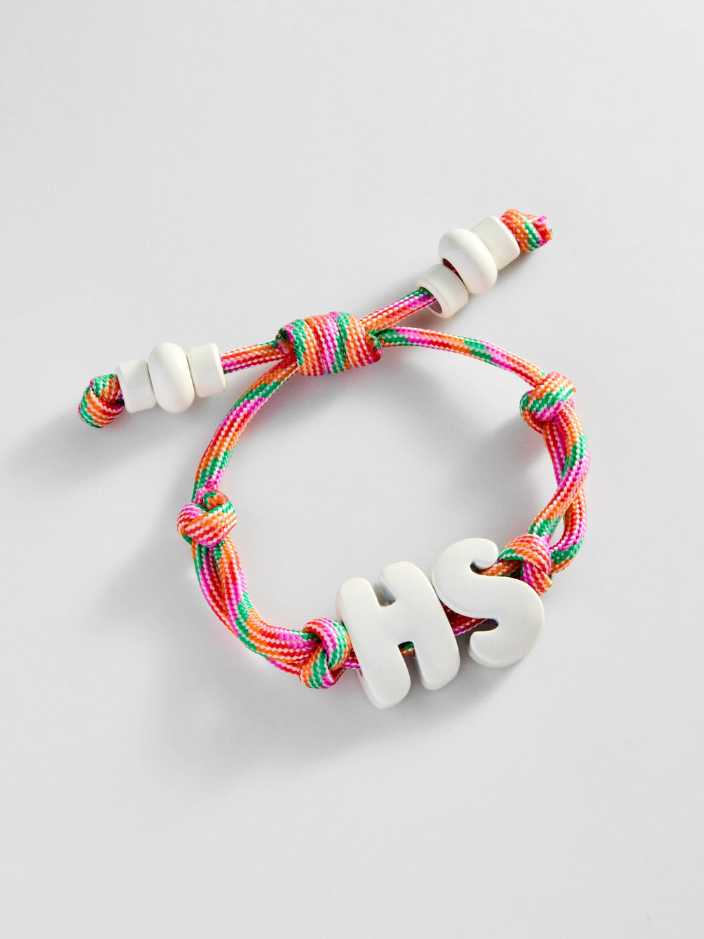 Knotty Enamel Initial Custom Bracelet - Multi/White Double Letter