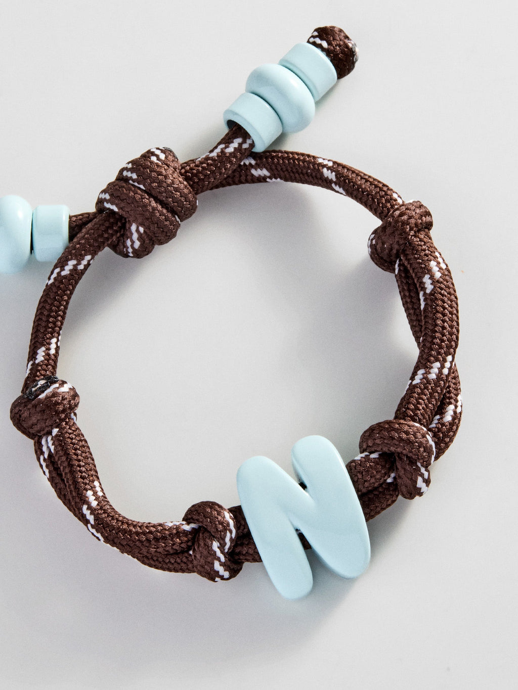 Knotty Enamel Initial Custom Bracelet - Brown/Blue Single Letter