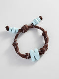 Knotty Enamel Initial Custom Bracelet - Brown/Blue Single Letter