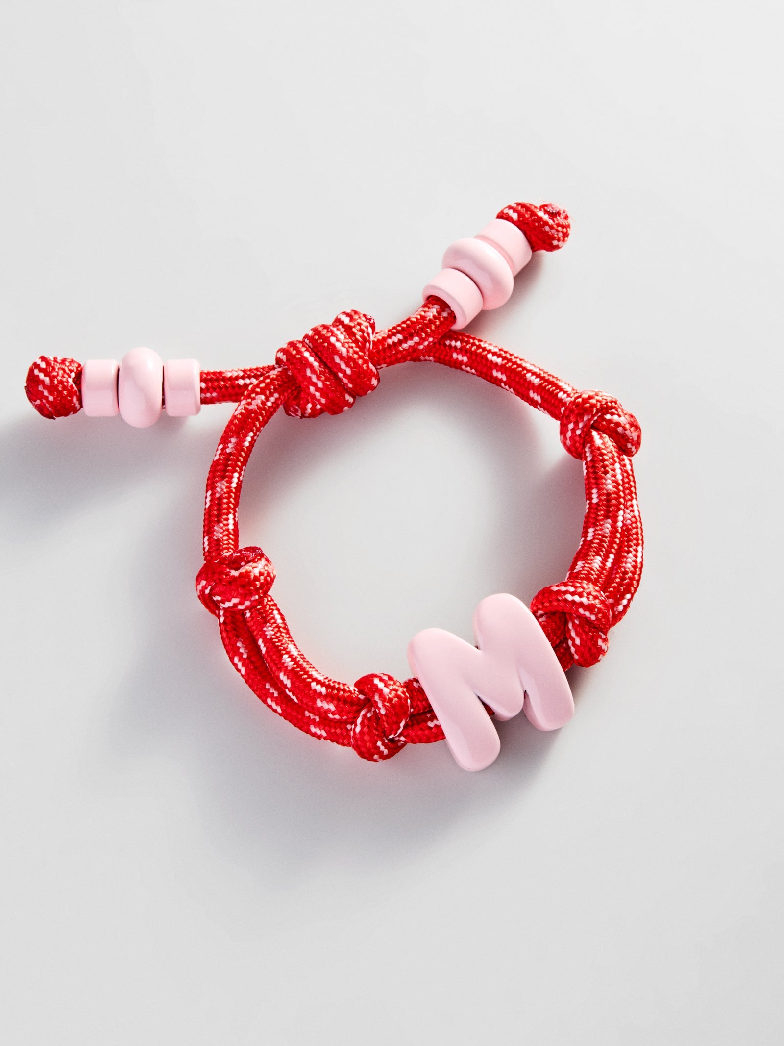 Knotty Enamel Initial Custom Bracelet - Red/Pink Single Letter
