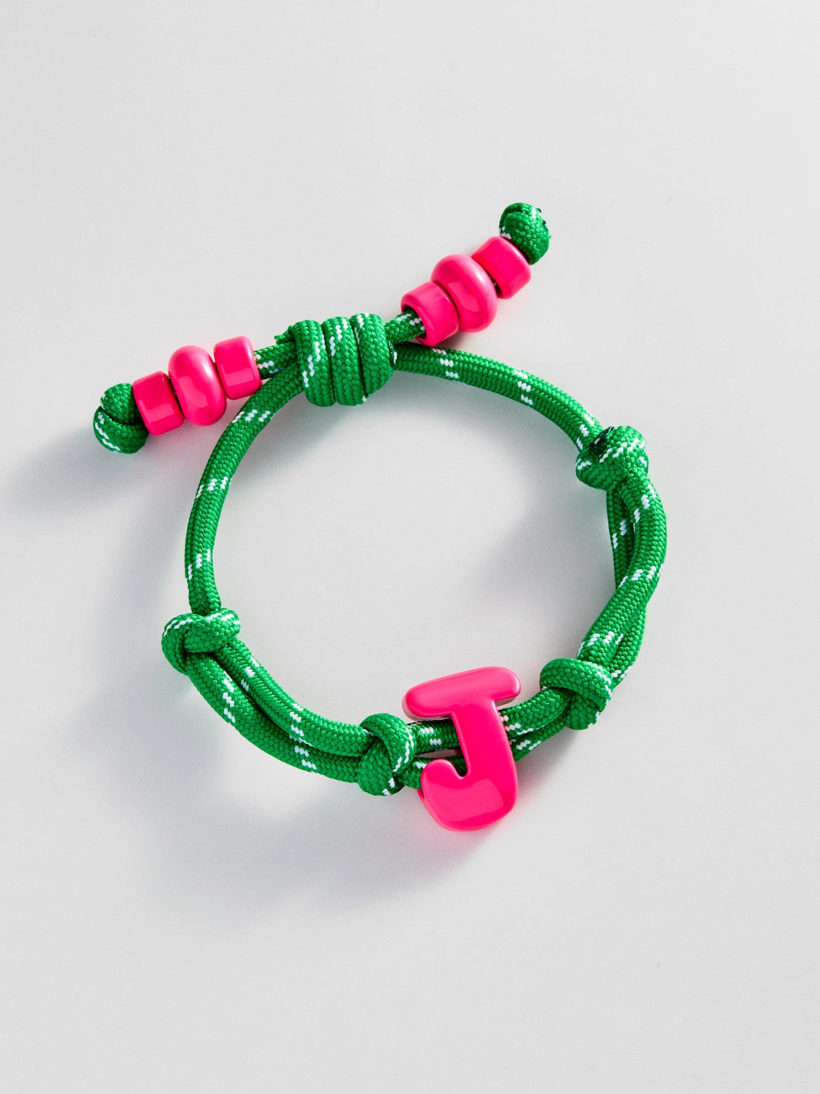 Knotty Enamel Initial Custom Bracelet - Green/Pink Single Letter