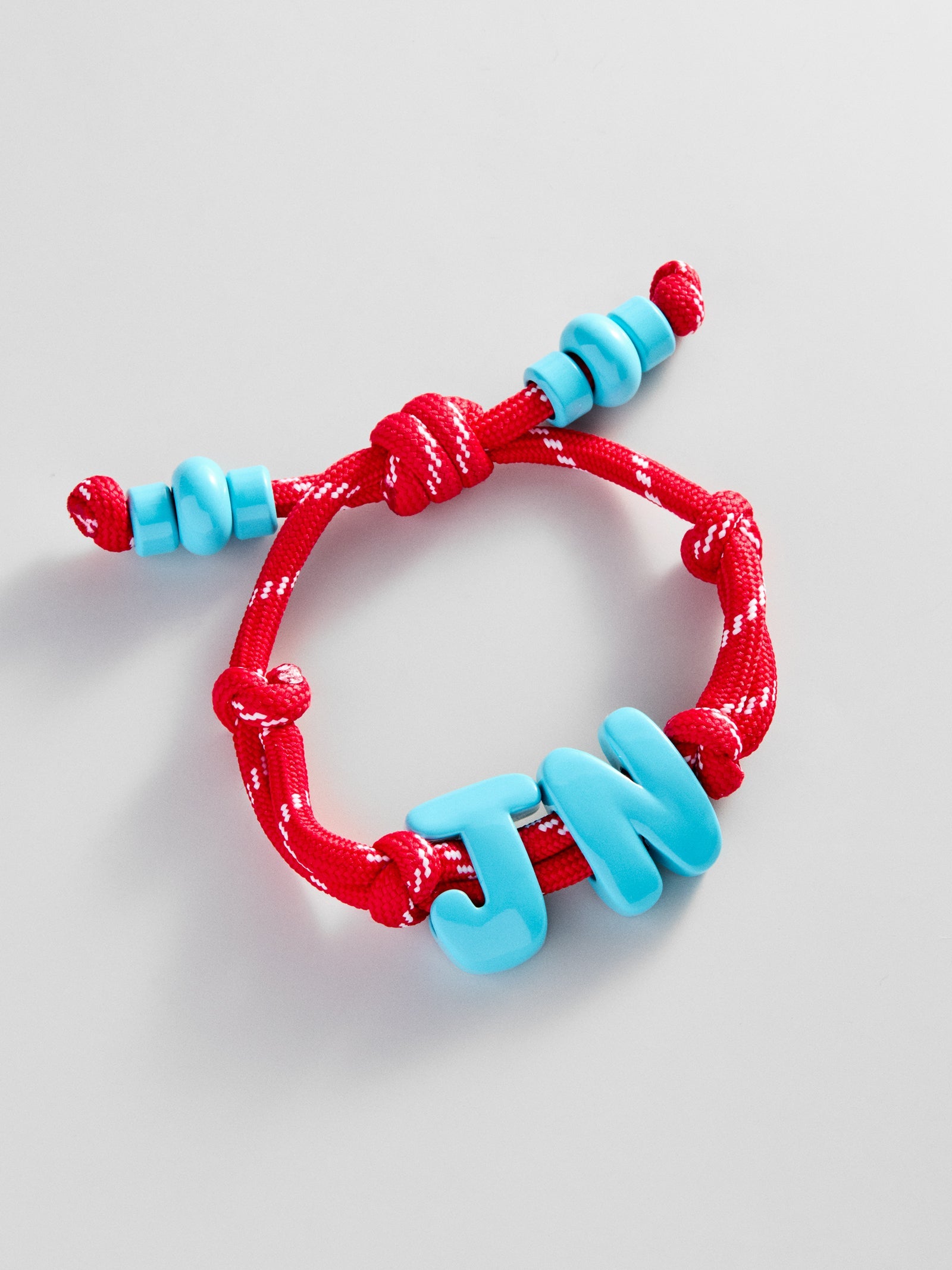 Knotty Enamel Initial Custom Bracelet - Red/Blue Double Letter