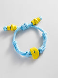 Knotty Enamel Initial Custom Bracelet - Blue/Yellow Single Letter