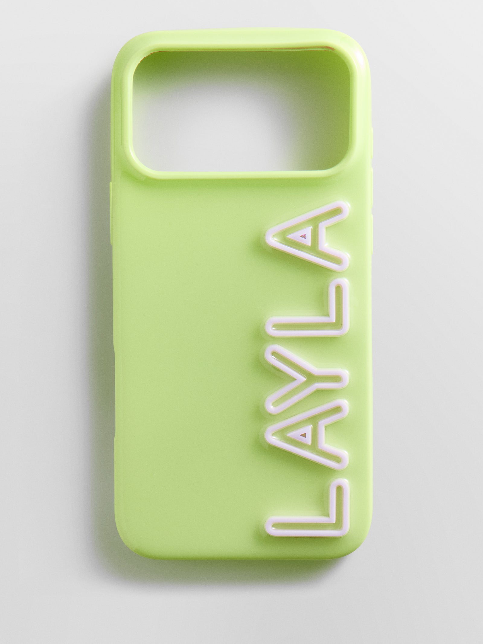 Fine Line Custom iPhone Case - Chartreuse/White