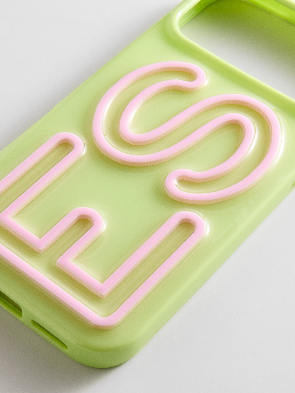 Fine Line Custom iPhone Case - Chartreuse/Light Pink