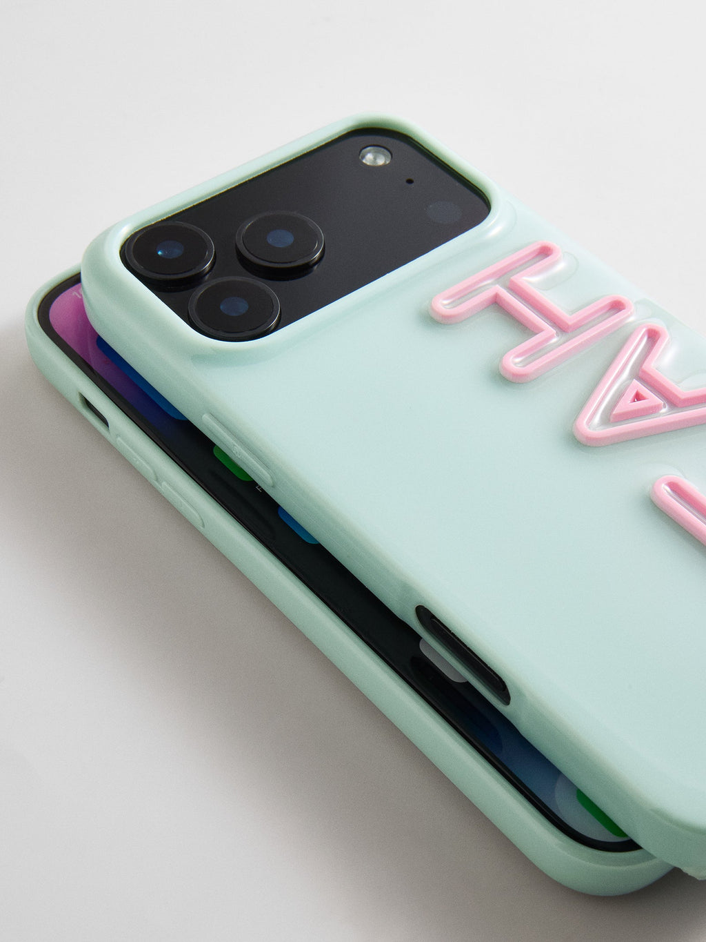 Fine Line Custom iPhone Case - Mint Green/Light Pink