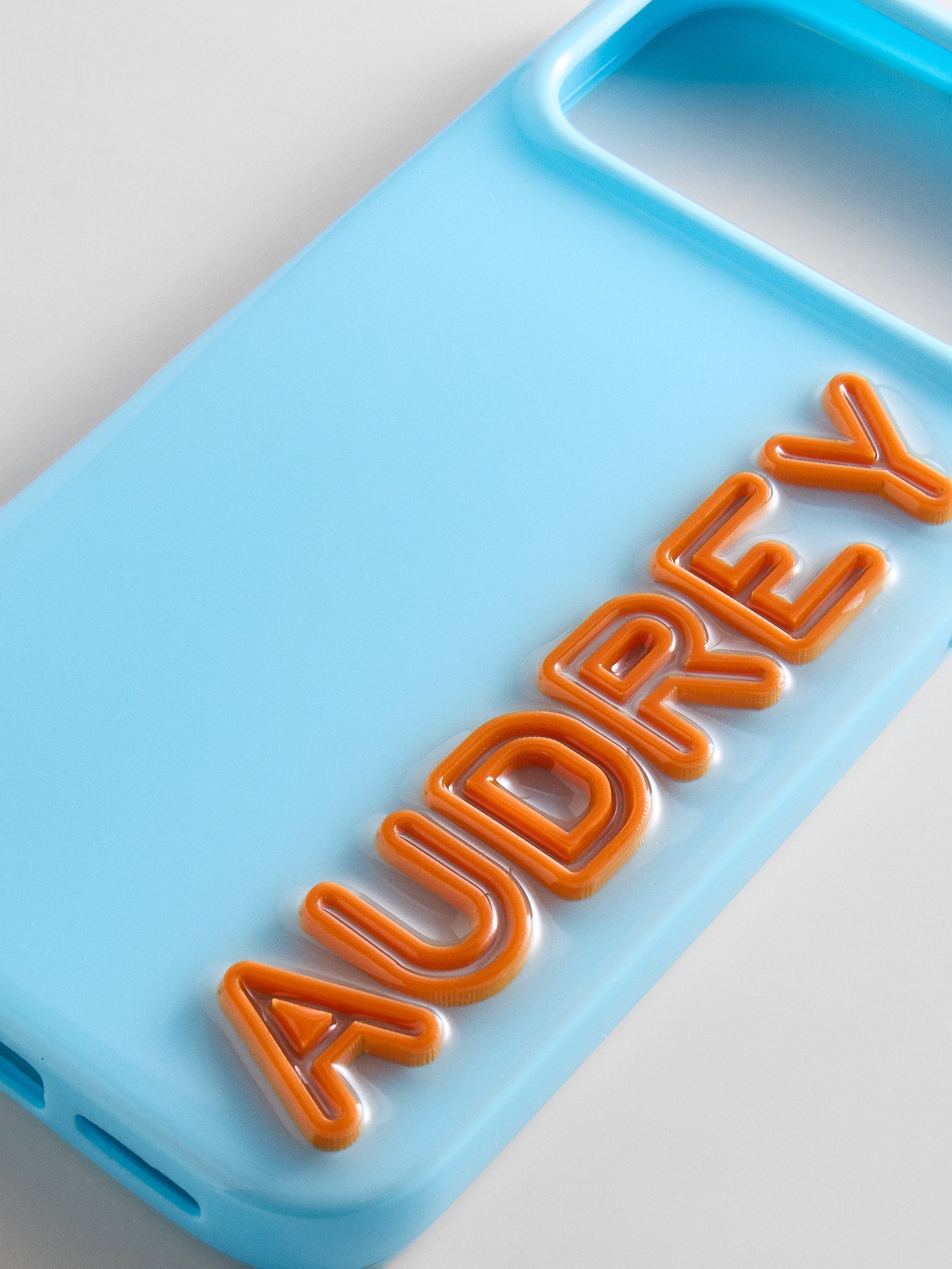 Fine Line Custom iPhone Case - Light Blue/Orange