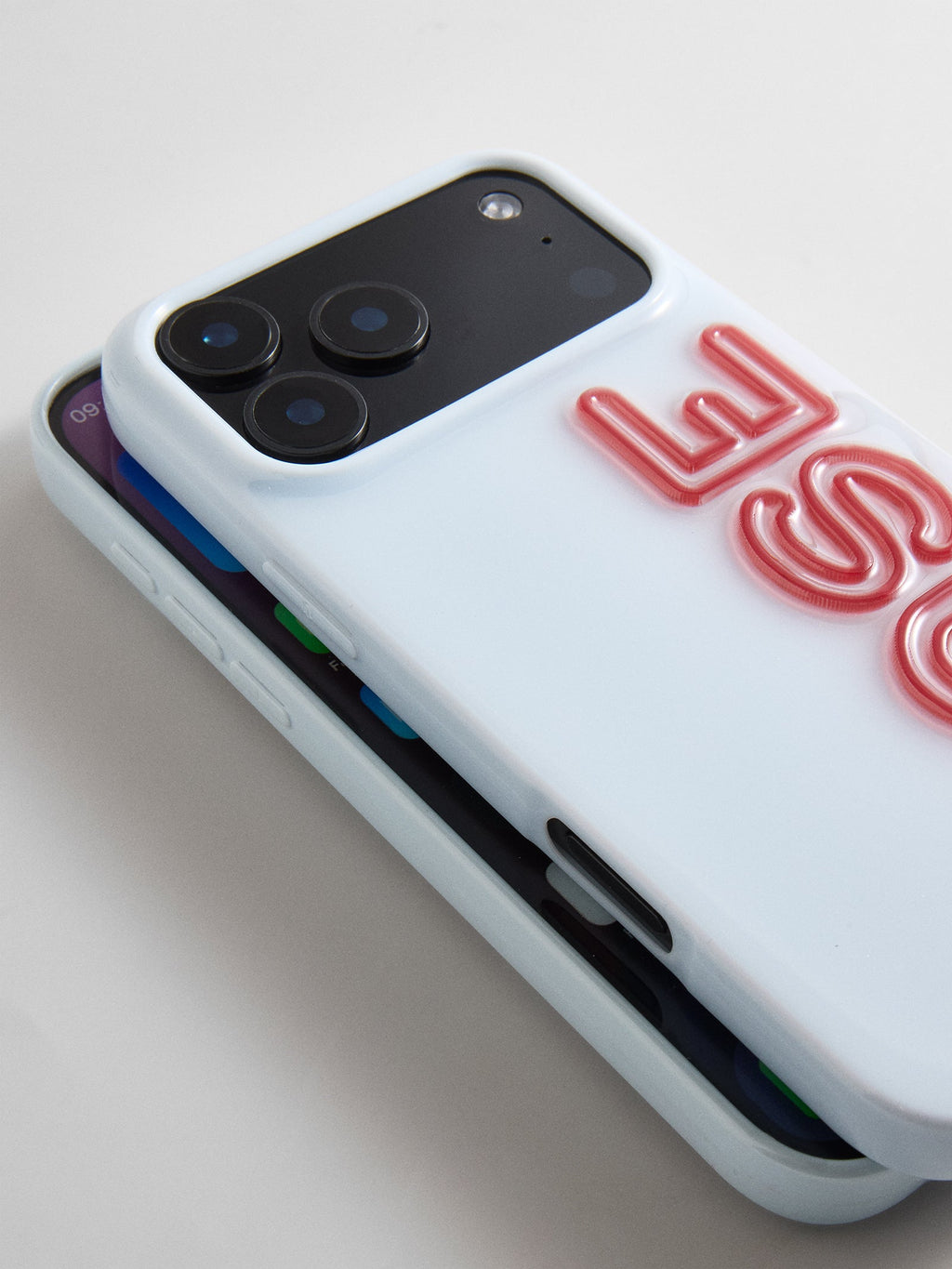 Fine Line Custom iPhone Case - Baby Blue/Red