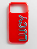 Fine Line Custom iPhone Case - Red/Teal Blue