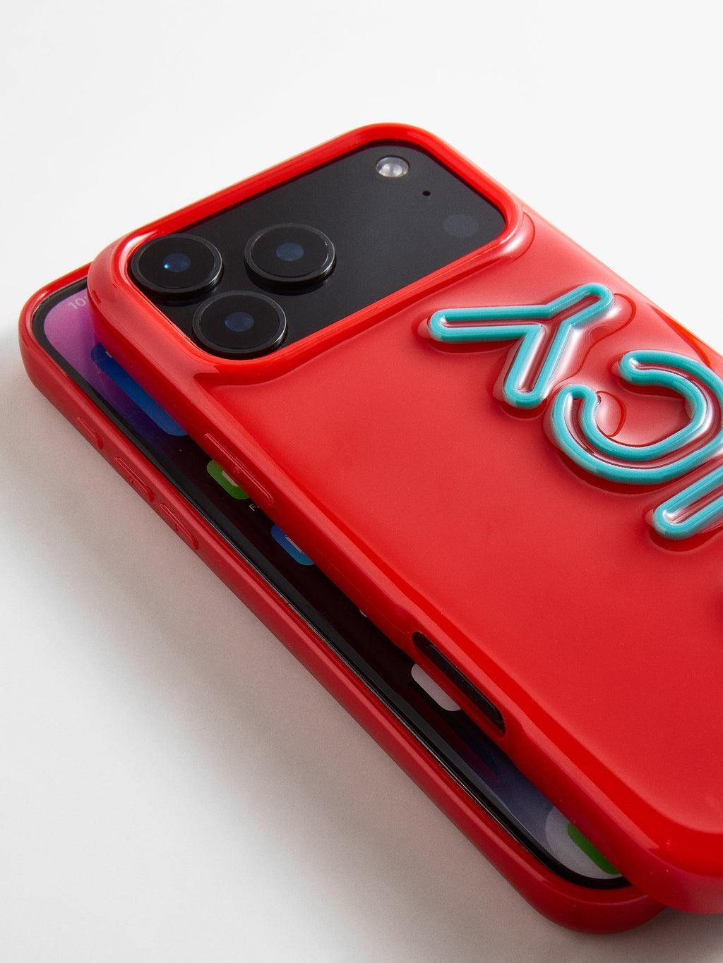 Fine Line Custom iPhone Case - Red/Teal Blue