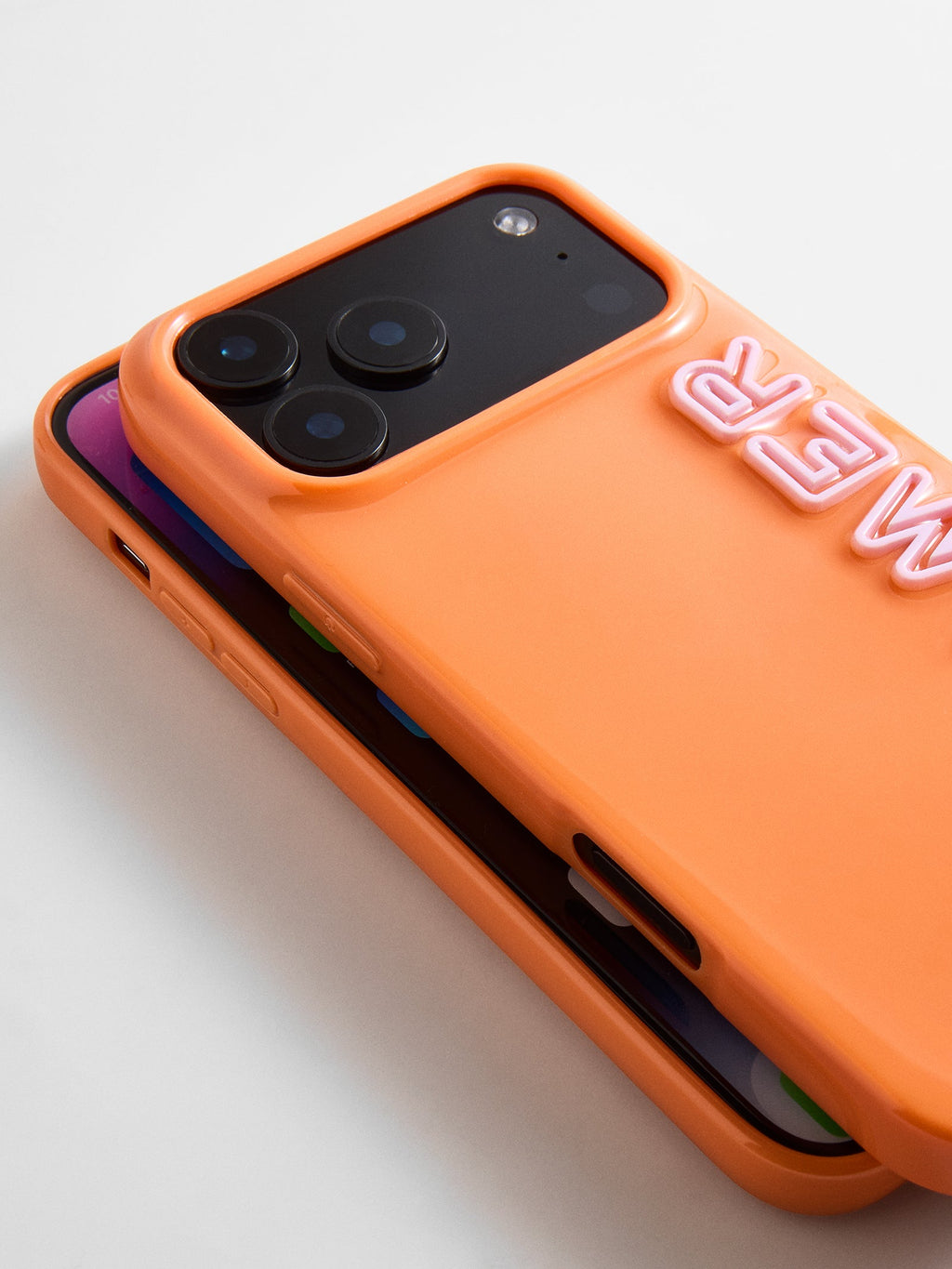 Fine Line Custom iPhone Case - Orange/Light Pink