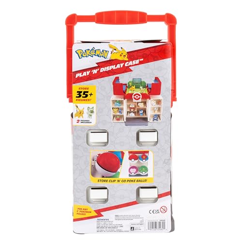 Jazwares Pokémon Play ‘N’ Display Case - Multi-Level Storage Unit with Rooftop Arena and Space for 35+ 2-Inch Battle Figures