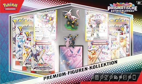 Pokémon Collectible Card Game: Karmesin & Purple Premium Figurines Collection - Prismatic Evolutions (2 Holographic Embossed Cards, 11 Boosters and More)