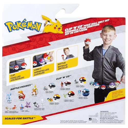 Pokémon Eevee Clip ‘N’ Go Belt Set - 2-Inch Eevee Battle Figure with Great Ball, Love Ball, and Themed Belt
