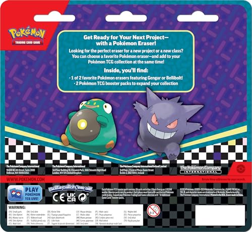 Pokémon TCG: Back to School Eraser Blister – Gengar (1 Eraser & 2 Booster Packs)