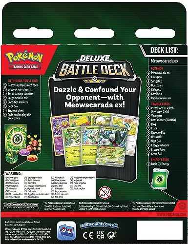 Pokémon TCG: Meowscarada ex Deluxe Battle Deck (Ready-to-Play 60-Card Deck & Accessories)